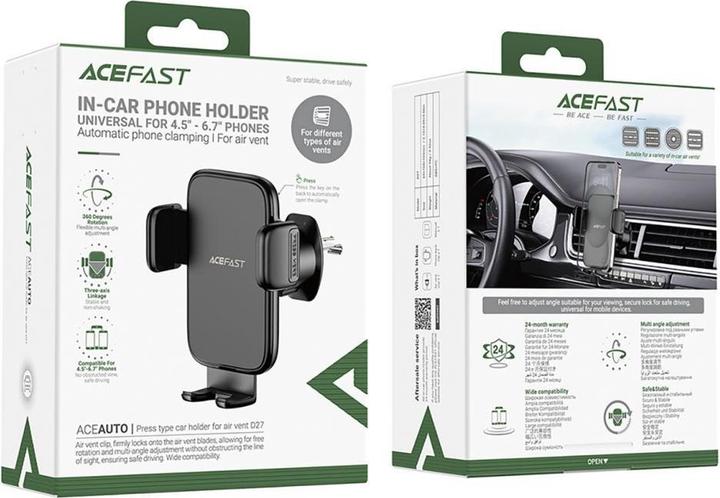 Produktbild Acefast D27 car air vent holder for 4.5-6.7" phone - black