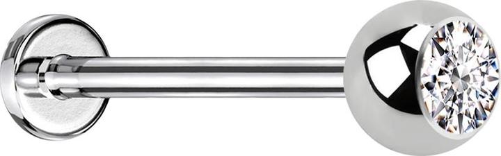 Actual product image Star Piercing Micro Labret silver with ball and crystal silver (without brass, Surgical steel 316L)