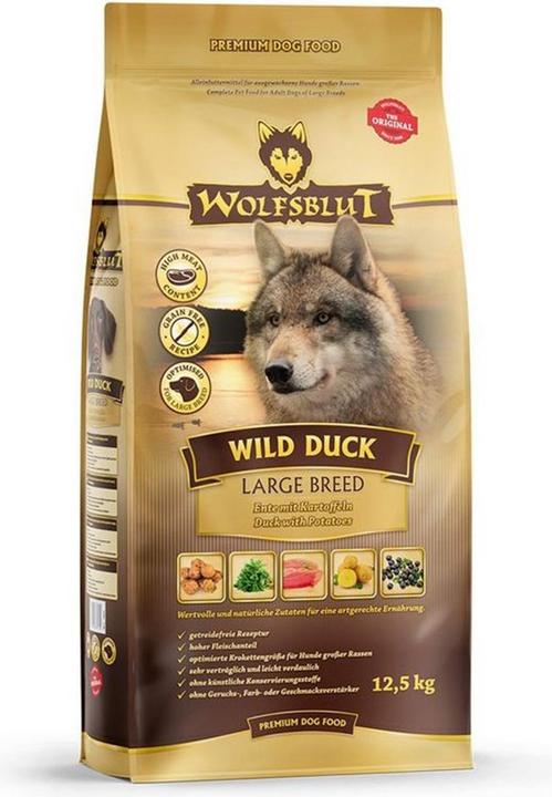 Immagine prodotto Wolfsblut Cibo secco per cani di razza grande con anatra selvatica, 12,5 kg (Adulto, 1 pz., 12500 g)