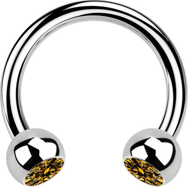 Actual product image Star Piercing Circular barbell silver with two topaz crystal balls (without brass, Surgical steel 316L)