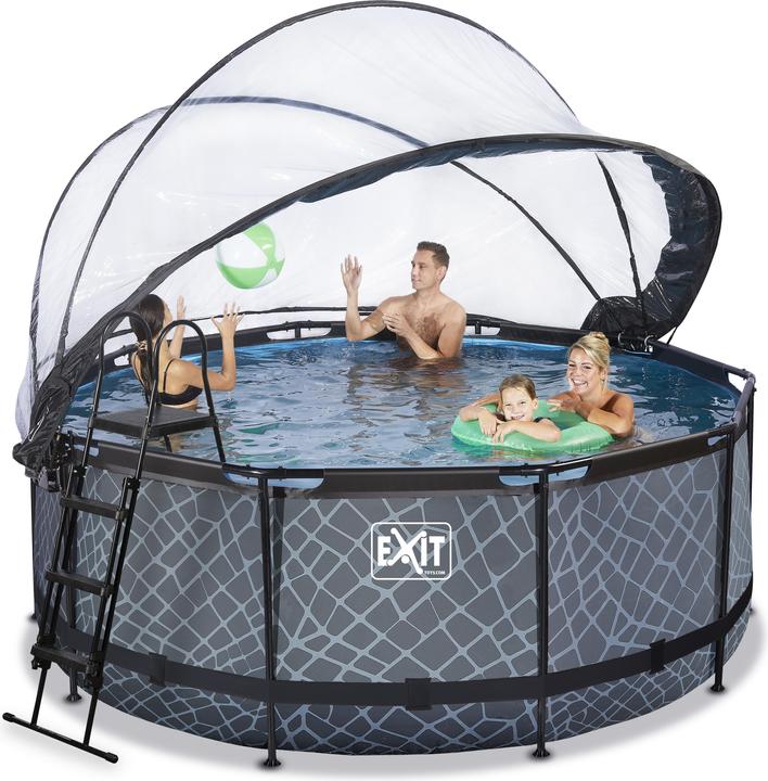 Produktbild Exit Rahmen-Pool rund 360x122 cm mit Sonnendach und Sandfilterpumpe (Ø 360 x 122 cm)