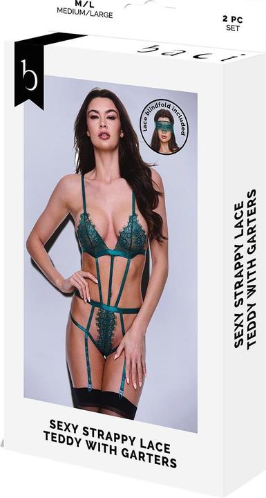 Actual product image Baci Sexy Strappy Lace Teddy With Garters (S/M)