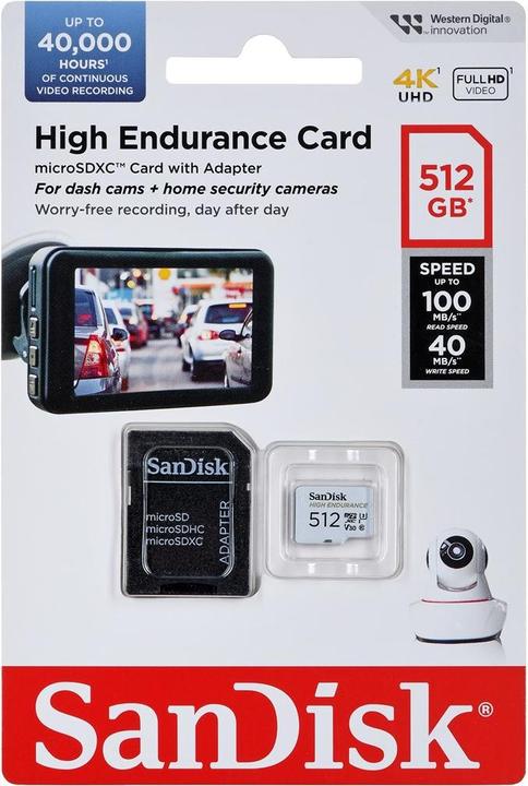 Productafbeelding SanDisk High Endurance (512 GB, microSDXC, U3, UHS-I)