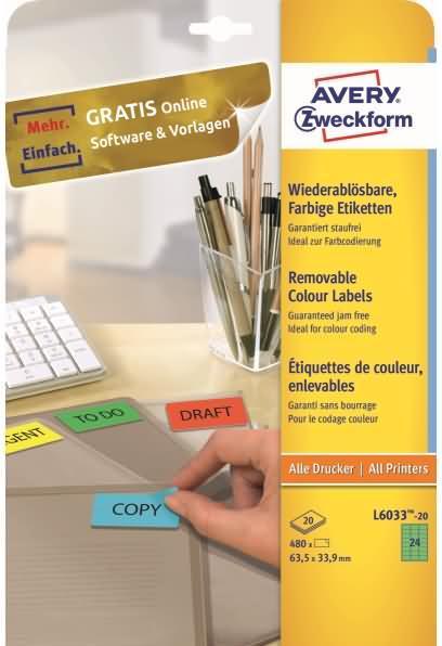Actual product image Avery L6033 Abziehbare labels