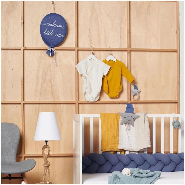 Immagine prodotto Cuscino decorativo palloncino blu "Welcome Little One (40 x 25 cm)