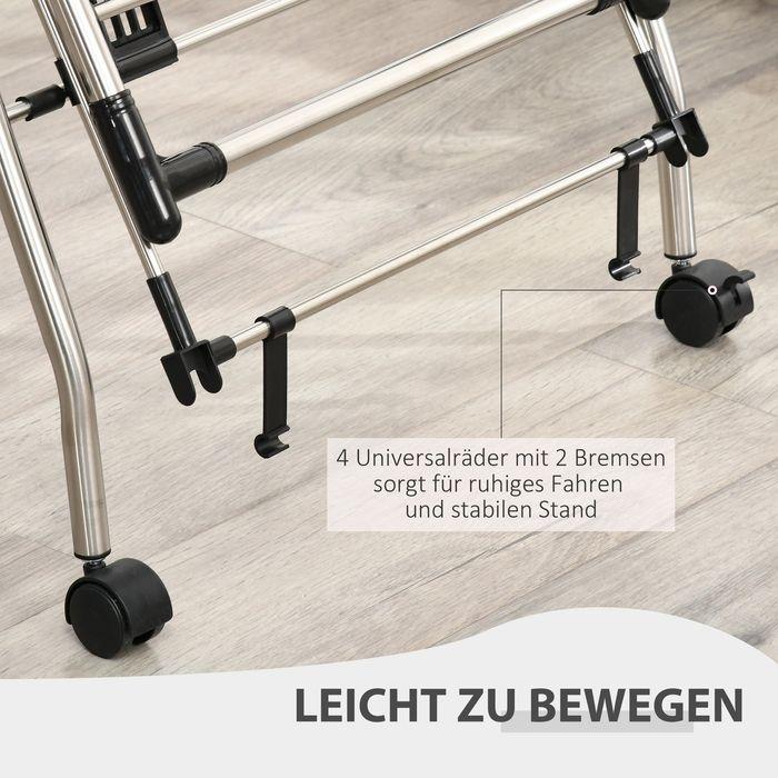 Actual product image Swisshandel24 Folding clothes horse with telescopic poles, stainless steel 138.5x63x208cm