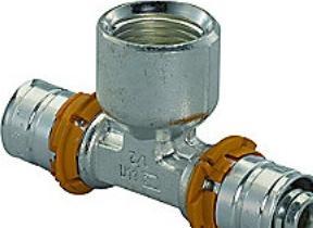 Actual product image Uponor MLC press tee mf. 25-1/2-25 - for underfloor heating and hot water and radiator systems (Press connection)