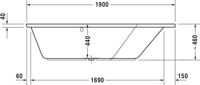 Image du produit Duravit Baignoire balnéo PAIOVA 5 angle droit 267 l 1900x1400mm we Air-System (267 l, 190 cm, 140 cm)