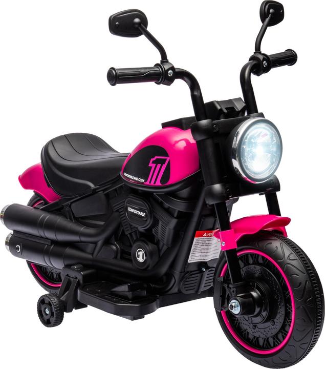 Immagine prodotto Swisshandel24 Moto elettrica per bambini, 2 ruote di allenamento rimovibili, 1,5-3 km/h, per 1,5-3 anni Rosa (6 V)