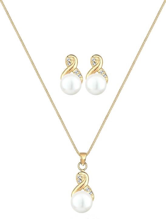 Actual product image Elli Infinity, Pearl, Pearl Necklace, Pearl Earrings (925 Sterling silver, Glass crystal, Freshwater cultured pearls)