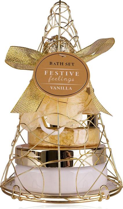 Accentra Geschenkset FESTIVE FEELINGS in pyramidenförmigem Drahtkorb Farbe: Gold (Körperpflegeset)