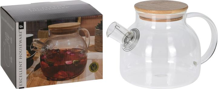 Image du produit Kerbl Théière en verre avec couvercle en bambou (1 l)