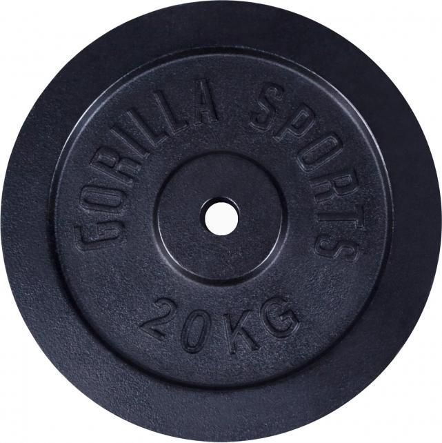 Produktbild Gorilla Sports Hantelscheibe Guss Schwarz 1,25-15 KG (1 x 20 kg)