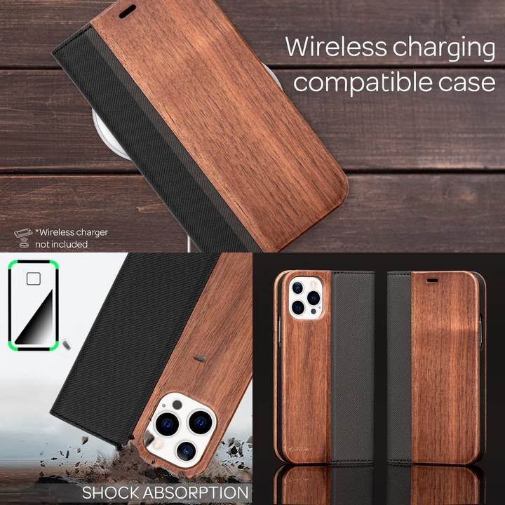 Actual product image Nalia Real wood flip case (Apple iPhone 13 Pro)