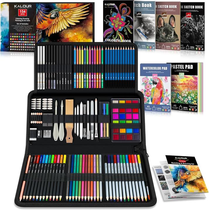Produktbild Kalour 154-teiliges Skizzier- und Zeichen-Set