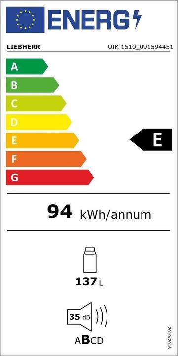 Energie-Label Liebherr Einbaukühlschrank UIK 1510 Comfort Rechts/Wechselbar (137 l)