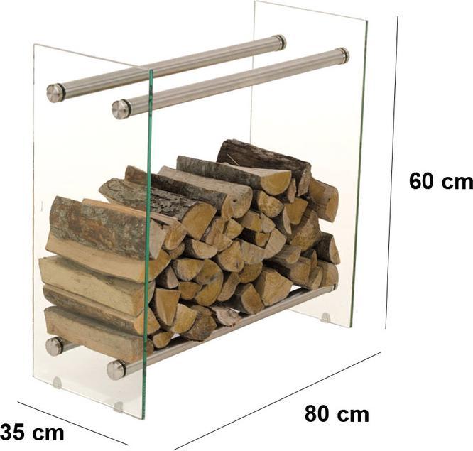 Image du produit CLP Présentoir à bois Dacio verre clair 35x80x60, inox (35 x 80 x 60 cm)