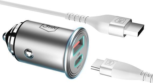 Actual product image 3MK Hyper Car Charger Type-C + USB ports QC 4.0 + PD 30W