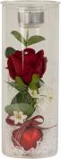 Produktbild IKO Glas für Teelicht mit roter Rosen-Deko h=21,5cm d=
