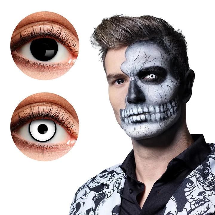 Actual product image Boland 3 Monats Kontaktlinsen Duo Linsen Skullface 2 Farbig 2 Stück (Multicoloured)