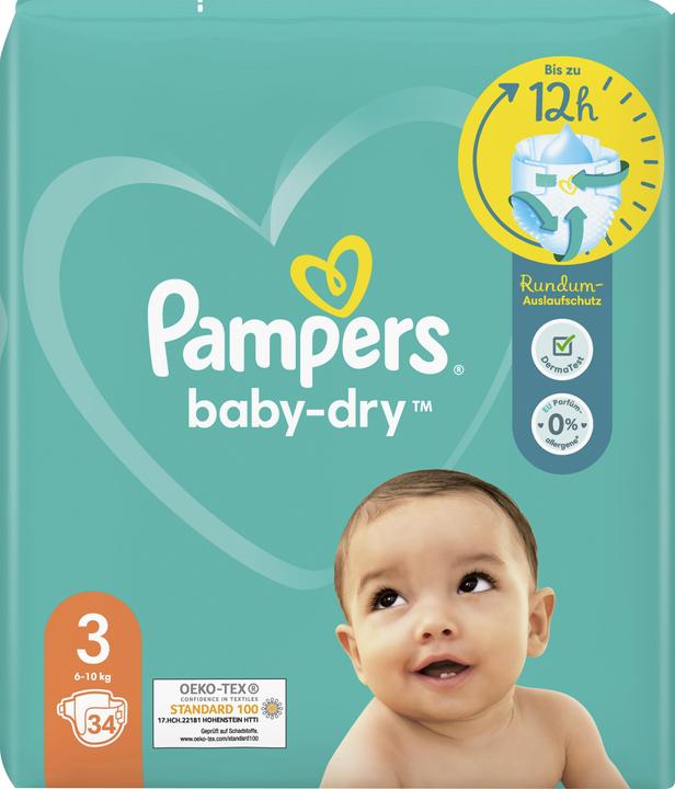 Image du produit Pampers Baby-Dry (Taille 3, Pack, 34 pièce(s))