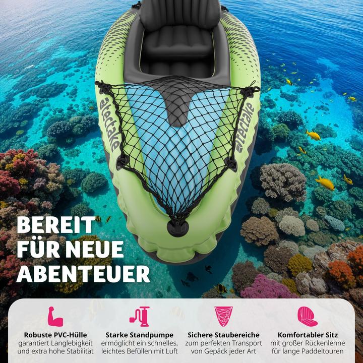 Actual product image tectake Kayak Liberty - single seater, inflatable, including paddle (1 pers.)