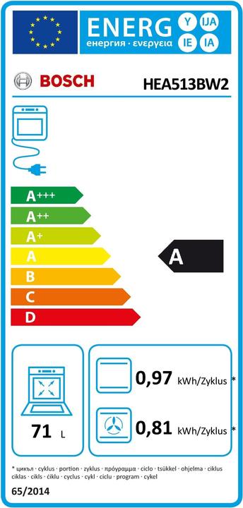 Etichetta energetica Bosch Hausgeräte HEA513BW2
