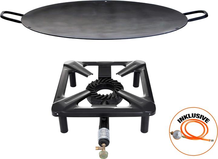All'Grill Stool cooker set (small) with iron wok/grill tray Ø 50 cm incl. gas hose & regulator