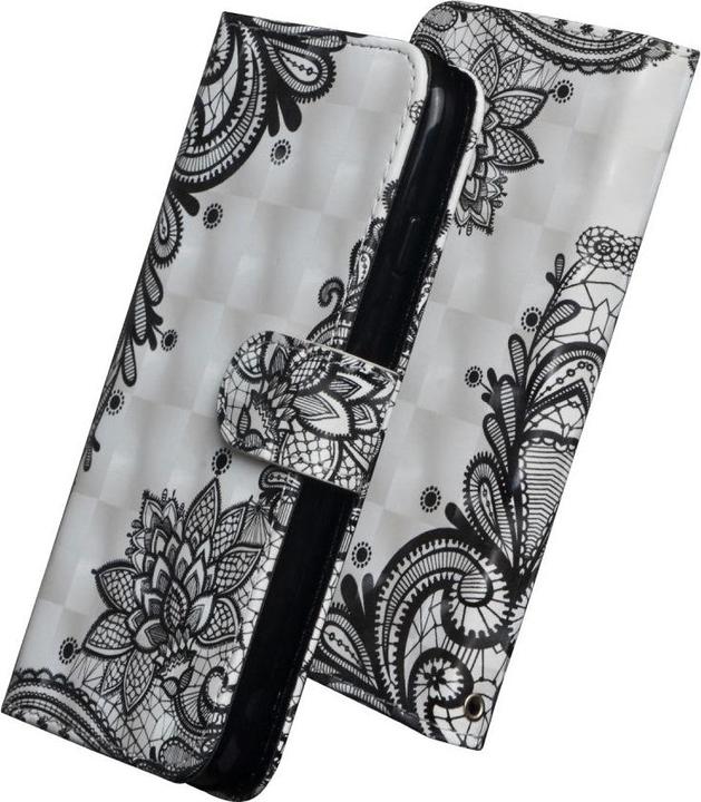 Actual product image Cover-Discount iPhone 12 mini - case glitter effect flowers black (Apple iPhone 12 mini)
