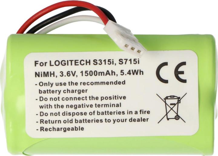 Actual product image XCell Battery suitable for LOGITECH S315i, S715i, NiMH, 3.6V, 1500mAh, 5.4Wh (Device specific, 1500 mAh)