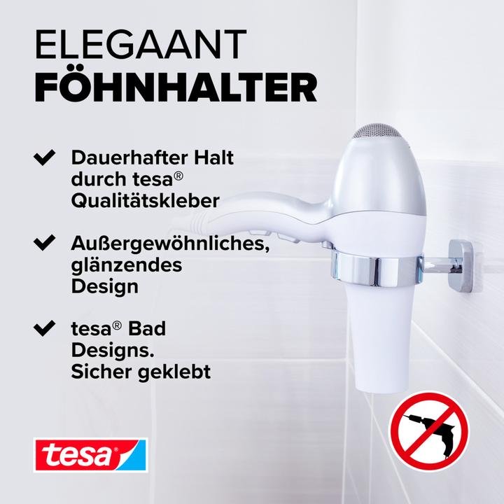 Produktbild tesa ELEGAANT Fönhalter inkl. Klebelösung ohne Bohren