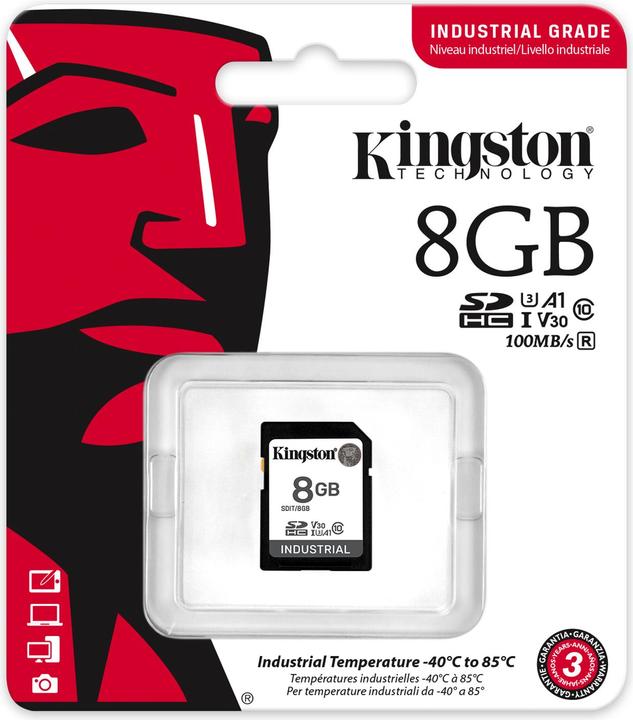 Immagine prodotto Kingston Scheda Ind. SD +ADP 8GB pSLC (8 GB, SDHC, U3, UHS-I)