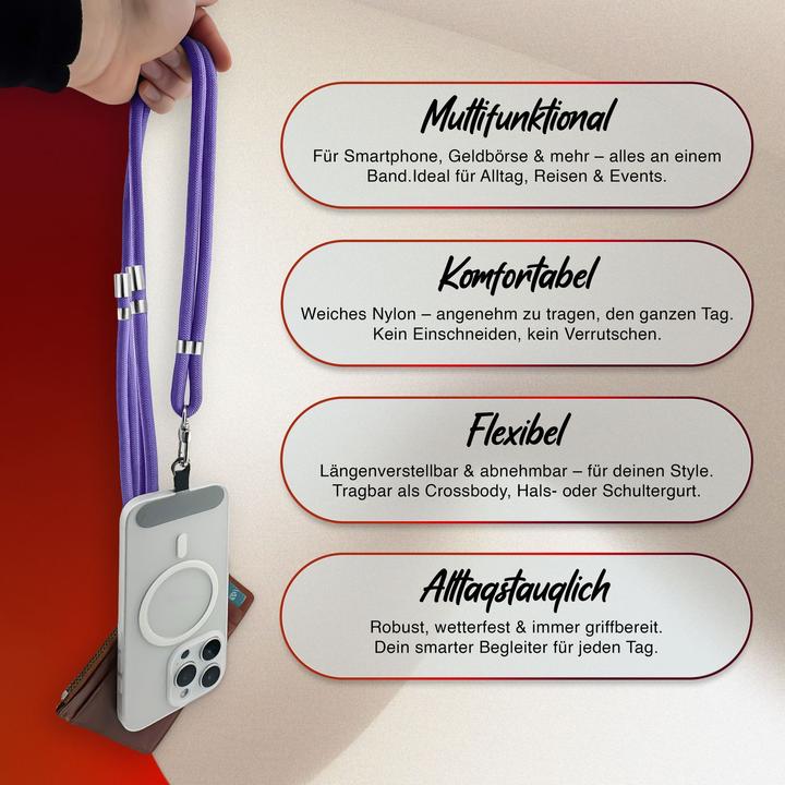 Actual product image Nalia HoldMe Lanyard Handykette – Universal Trageband für Smartphones - Verstellbar, Soft & Elastisch