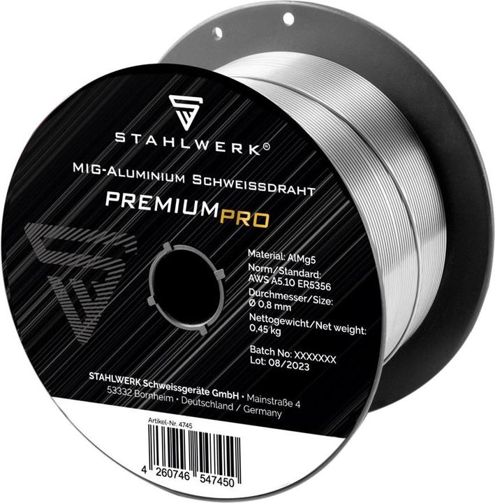 Actual product image Stahlwerk Welding wire MIG MAG aluminum ER5356 AlMg5 0.8 mm 0.45 kg wire reel