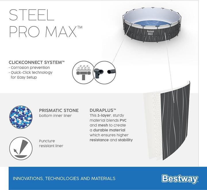 Immagine prodotto Bestway Set da piscina Stee Por Max 457x107cm (Ø 457 x 107cm)