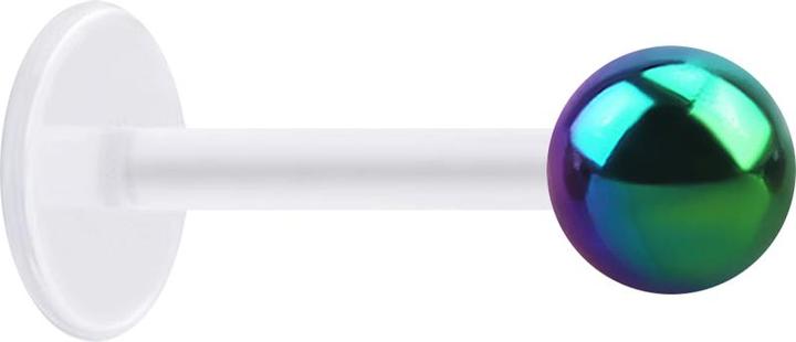 Star Piercing Micro Labret transparent mit Kugel farbig (ohne Messing, Chirurgenstahl 316L, Bioflex)