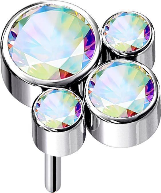 Produktbild Star Piercing Threadless silber vier Kristalle multicolor (ohne Messing, Titan G23)