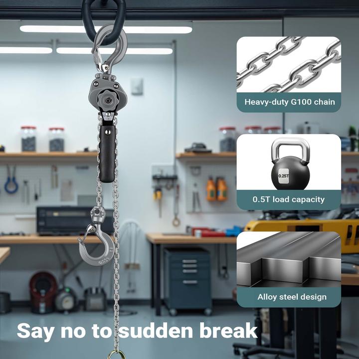 Actual product image Wiltec Lever Chain Hoist 500 kg Lifting Height 1.5 m Manual Blocks Equipment