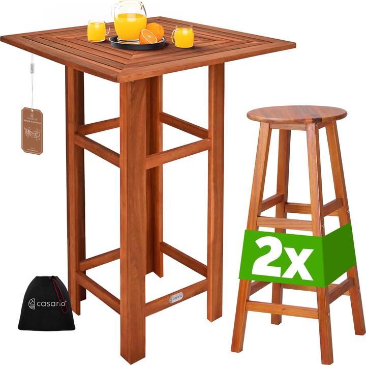 Produktbild Casaria Bartisch mit Hocker (75 x 75 x 110 cm)