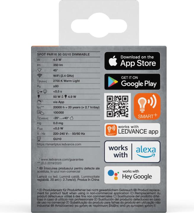 Actual product image Ledvance Smart+ Wifi Spot (GU10, 5 W, 350 lm, 1 x, G)