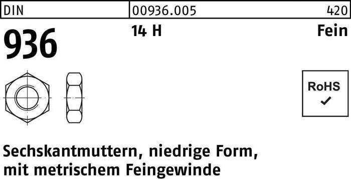 Produktbild Sechskantmutter DIN 936 M 38 x 1,5 14 H (M38)