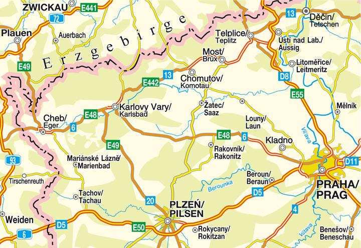 Actual product image Road map Czech Republic, Egerland-North Bohemia