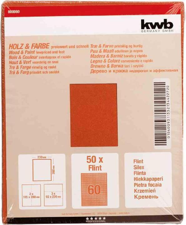 Produktbild kwb Schleifpapier Holz & Farbe K 60 (P60)