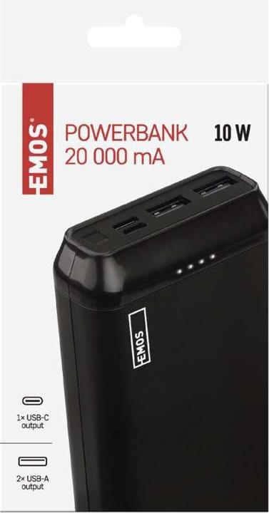 Immagine prodotto Emos Powerbank Alpha2 20, 20000 mAh, 10 W, nero (20000 mAh, 10 W, 74 Wh)