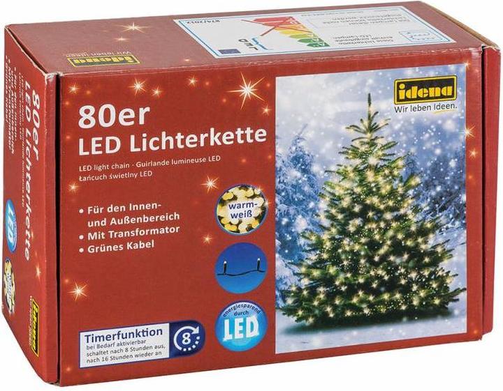 Actual product image Idena LED fairy lights 80 warm white, outdoor (8 m)