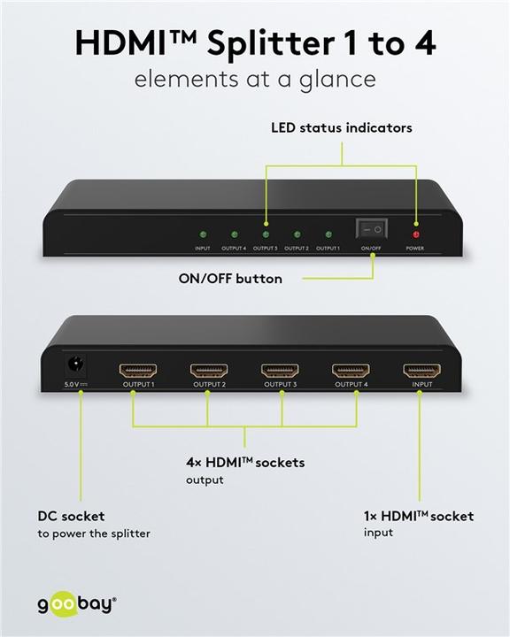 Immagine prodotto Goobay Splitter HDMI da 1 a 4K @ 30 Hz