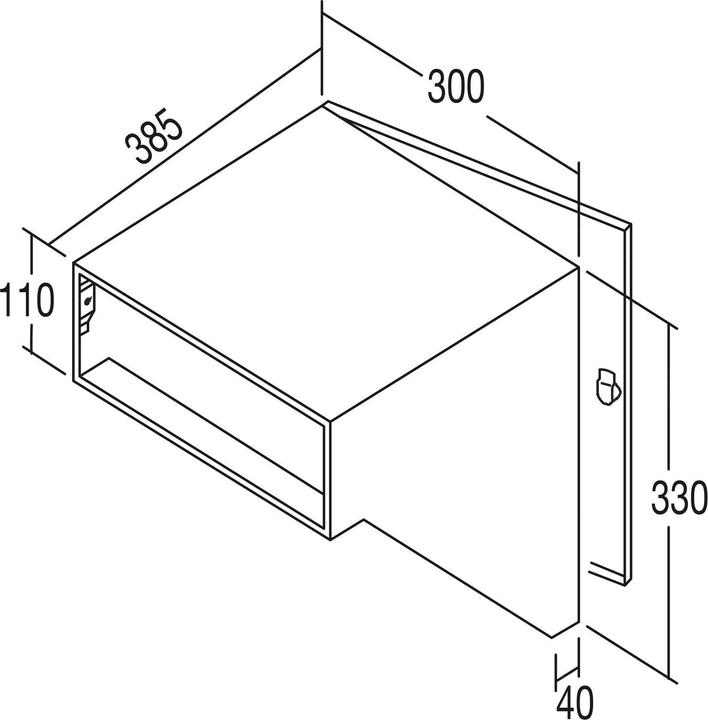 Produktbild Renz Durchwurfbriefkasten schräg,300x330x385 mm,Mauerstärke 405mm,Stahl verzinkt