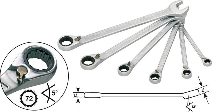 Actual product image HAZET Ratcheting combination wrench set 606/6-1 ∙ Outside 12-point traction profile ∙ 21 - 32 ∙ Num… (21 mm, 22 mm, 24 mm, 27 mm, 30 mm, 32 mm)