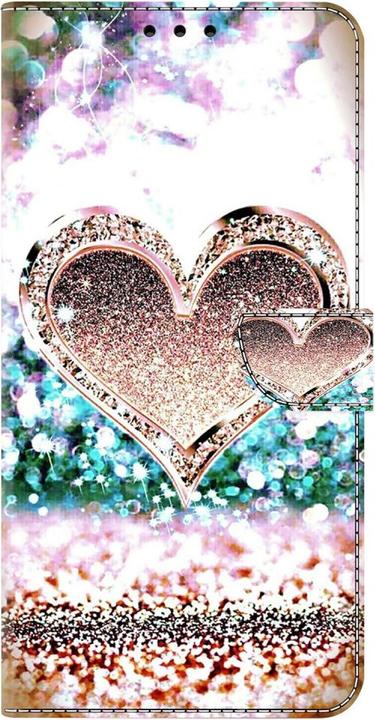 Actual product image Art iPhone 15 Pro Max Book Case Cover with Card Pocket Golden Heart (Apple iPhone 15 Pro Max)
