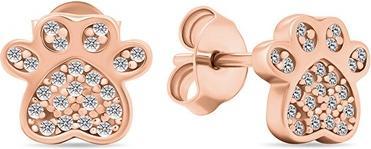 Brilio Silver - Playful bronze earrings with clear zircons Paws EA590R